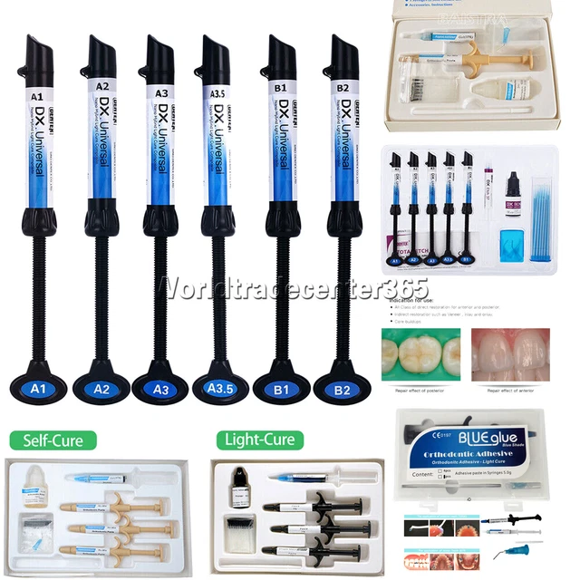 Dentex Dental Light Cure Composite Kit | A1 A2 A3 A3.5 B1 Shades, Adhesive & Bonding Agent