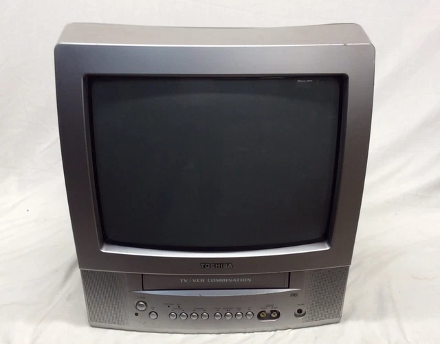 Toshiba 13” CRT Tube TV & VCR VHS Combo front A/V Input Retro Gaming MV13P2(READ