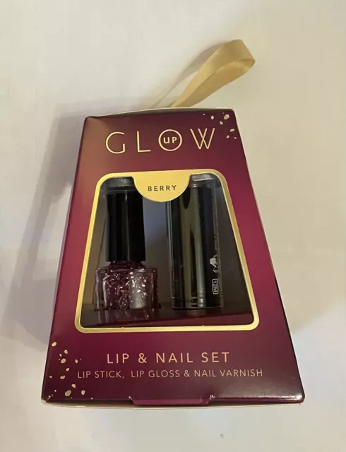 Glow Up Lips And Nail Gift Set BERRY (1 Lip Gloss, 1 Lipstick, 1 Nail Polish)