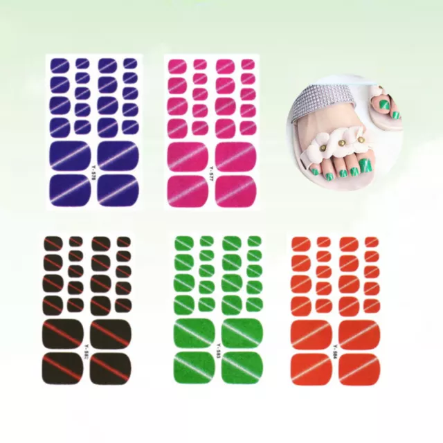 5 Pcs Stickers for Nails Transfers Press on Toenail Tips Polish False Sparkling