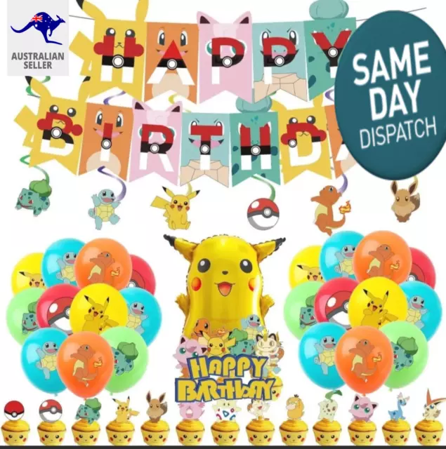 Pokemon Pikachu Party Supplies Party Set Tableware Happy Birthday Decoration AU