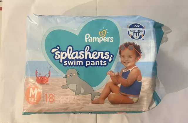 Size Medium 20-33lbs 18 Count Pampers Splashers Disposable Swim Pants Diapers