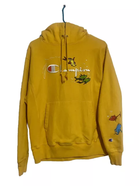 CHAMPION DR SEUSS Mens Hoodie Reverse Weave 1 Fish 2 Fish Embroidered ...