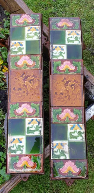 Superb Set of Antique Fireplace Tiles, early 1900s