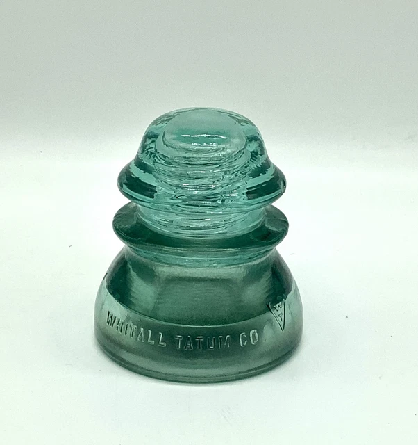 Glass Insulator Whitall Tatum Co. No 1  W/T in Triangle Style Ice Aqua CD154