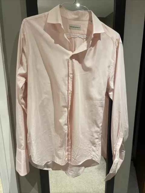 Armani Exchange Shirt Mens Pink Smart Casual Long Sleeve Cotton Size 41/16 L