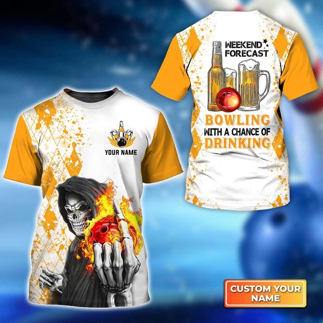 Weekend Forecast Bowling With A Big Chance of Drinking Personalized Name 3D Tshi