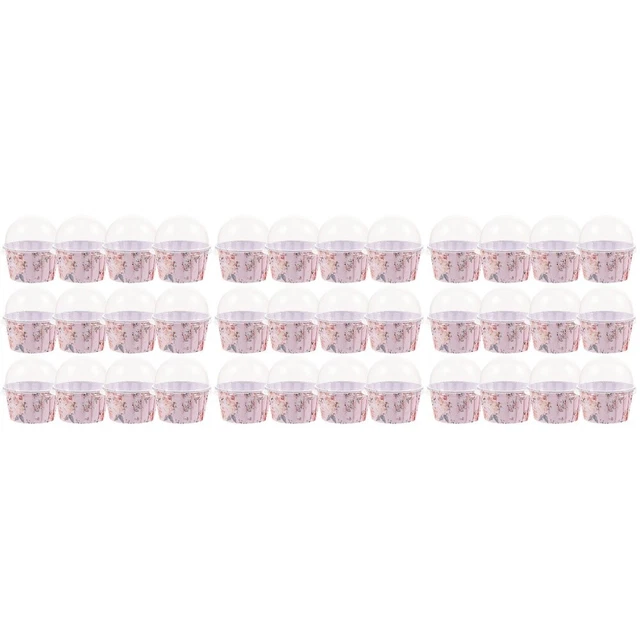 100 piezas Moldes De Muffinf con Tapa Papel Cupcake Taza De Papel Cupcake Rosa