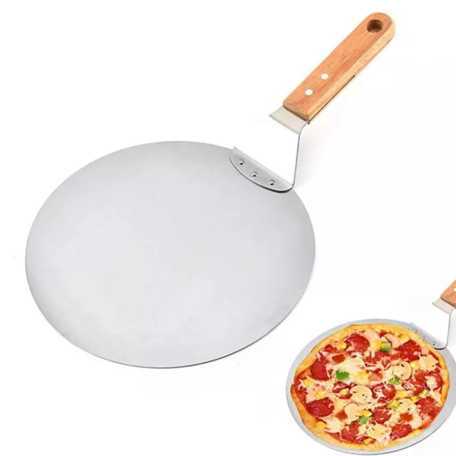 SPATOLA PER PIZZA MANICO DI LEGNO PALA ROTONDO PALETTA ACCIAIO FORNO 44x25.5cm