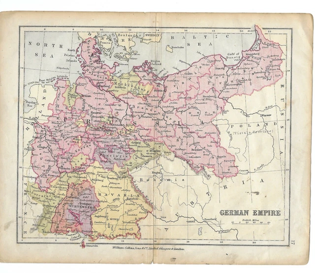 E8979  Scarce Victorian Color Map German Empire Germany