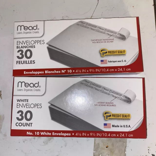 Legal Mailing Envelope Mead Press Seal No Lick Business Shipping 2 Boxes Of 30