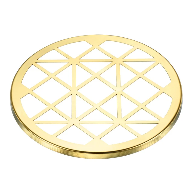 Tapa de rana de flores de 3,9", jarrón de metal inserto arreglador patrón de cuadrícula, oro