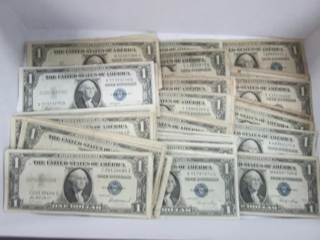 1935 Circulated One Dollar Silver Certificate Bills Note Lot of 100 Q4S9