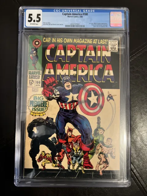 Captain America 100 Marvel Comics 1968 1st Titled Series CGC 5.5 Black Panther