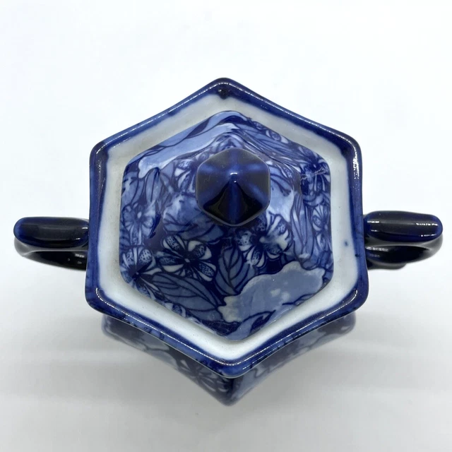 Orientalische zweigriffige dunkelblaue Keramik Ingwer Glas Urne Vase Topf Ornament Dekor 7