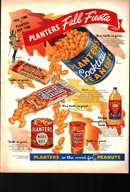 1953 Planters Peanuts Advertisement Fall Fiesta Mr Peanut Artwork Vtg Print AD
