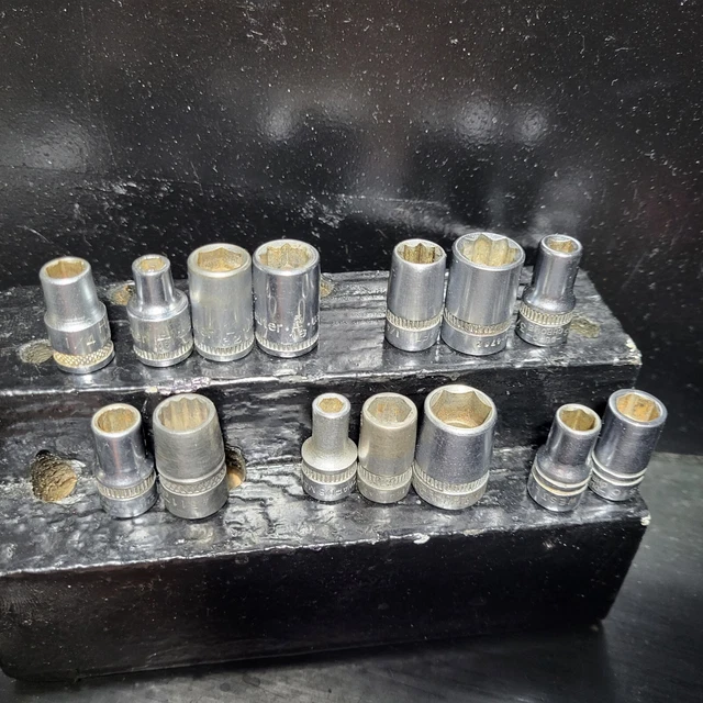 Vintage 1/4" Dr. USA made Sockets, W/ Knurling By INDESTRO/DURO, KRAEUTER & more 7
