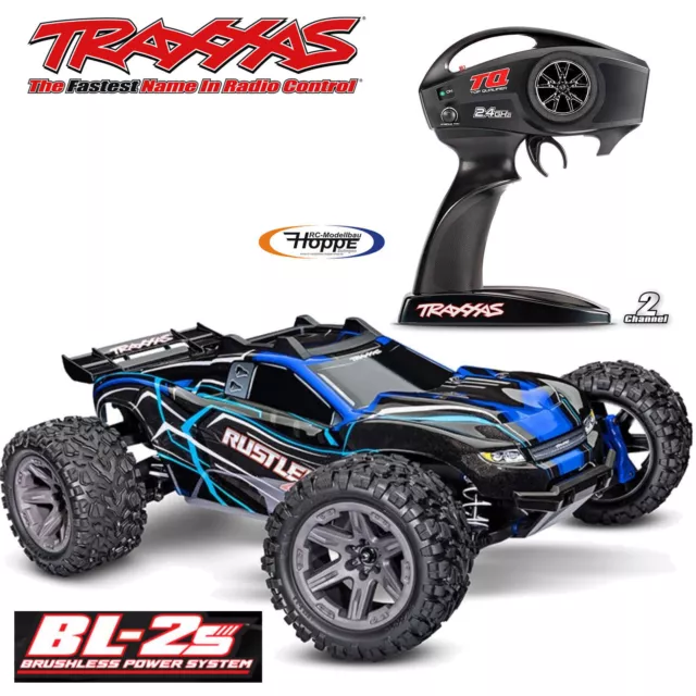 TRAXXAS TRX67164-4BLUE Rustler 4x4 blau 1/10 Stadium-Truck RTR BL-2S Brushless