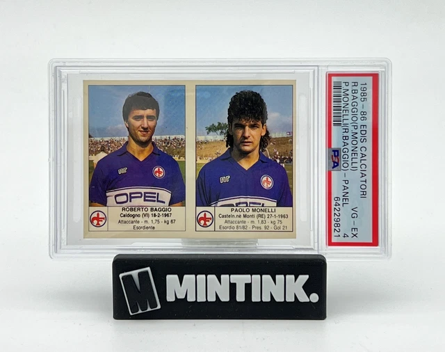 1985-86 Edis Calciatori Roberto Baggio Paolo Monelli Panel PSA 4 1985-86 Edis Calciatori Roberto Baggio Paolo Monelli Panel PSA 4