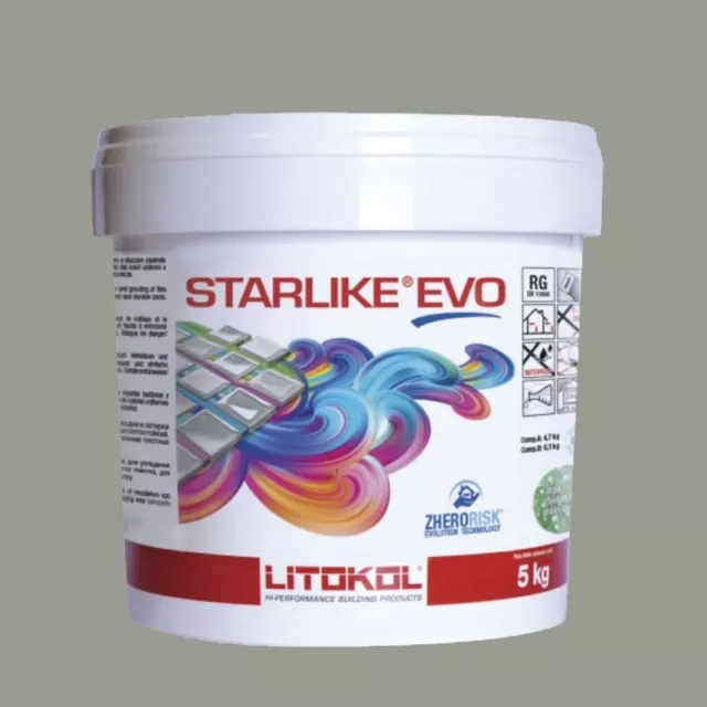 Litokol Starlike Evo 215 Tortora Fango Resina Epoxídica Pegamento Fuga 5kg Cubos