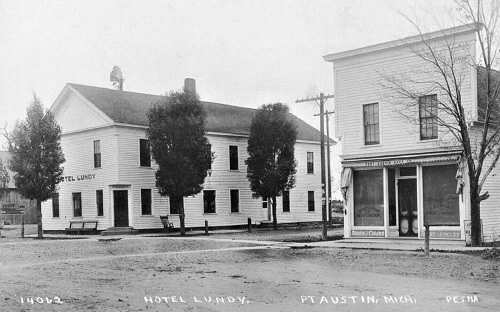 Street View Hotel Lundy Port Austin Michigan MI Reprint Postcard