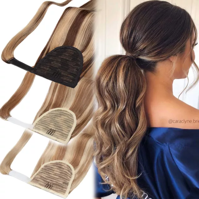 Lange Pferdeschwanz Zopf Remy Echthaar Clip In Ponytail Haarverlängerung 35-60CM