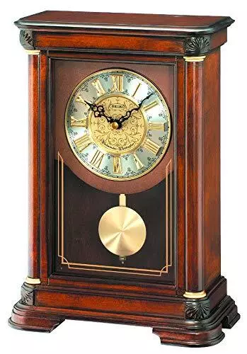 Wooden Pendulum Mantle Mantel Quartz Battery Clock with Westminster or