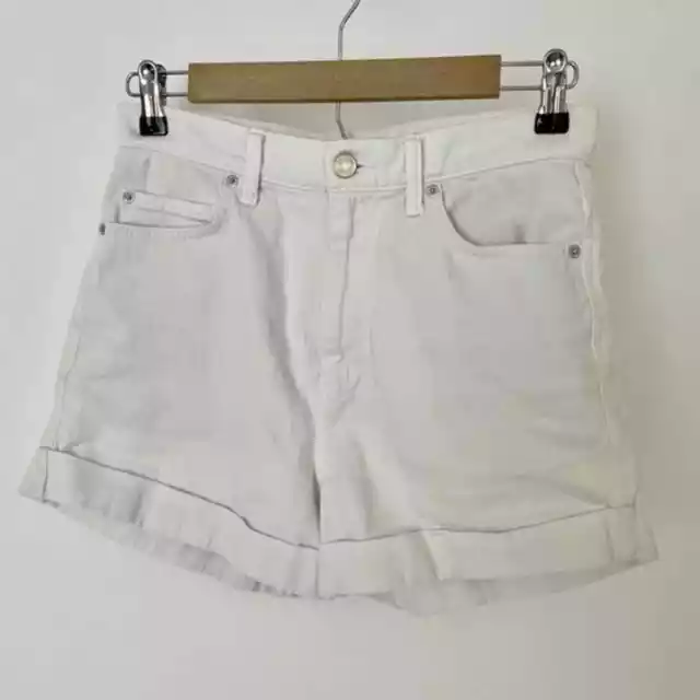 Gap 1969 Womens Original High Rise Cuffed Denim Shorts White Size 28R