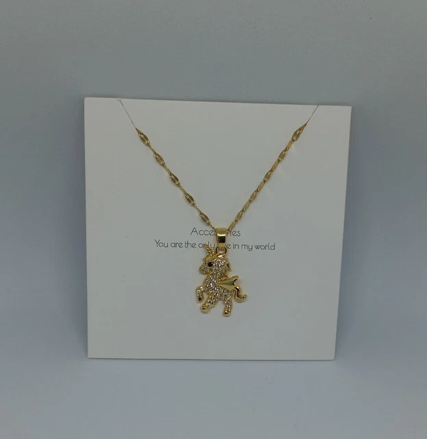 Collier Fantaisie Enfant Fille licorne Doré