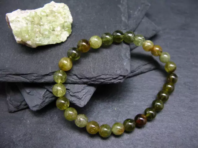 Vesuvianite Idocrase Genuine Bracelet ~ 7 Inches ~ 6mm Round Beads