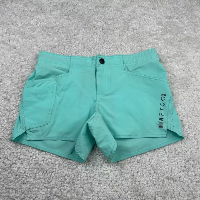 AFTCO SHORTS WOMENS 4 Green/Blue Performance Fishing Cargo Pockets