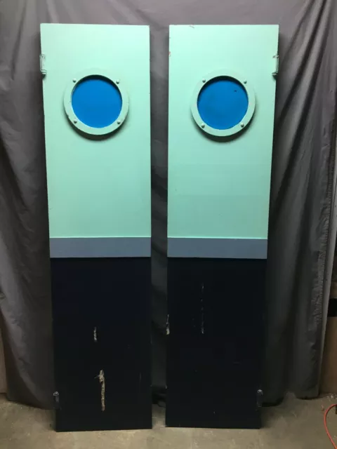 Pair Vtg Nautical Theater Stage Prop Doors Porthole Round Ship Windows 84-21B