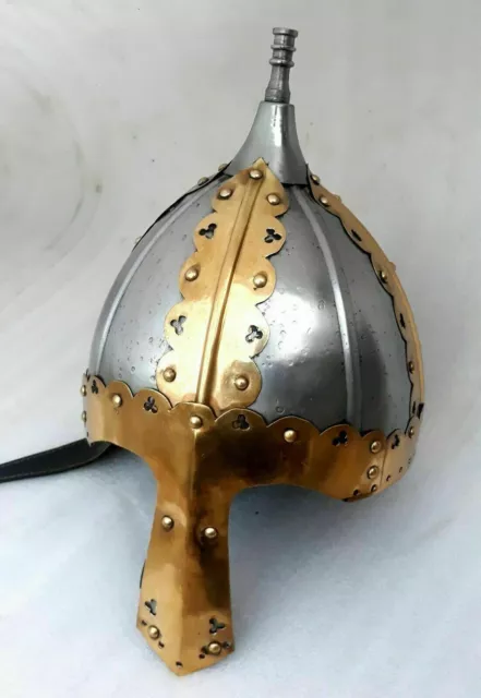Helmet Steel & Brass Viking Nasal Helmet Hand Forged Armor Viking Nasal Helmet