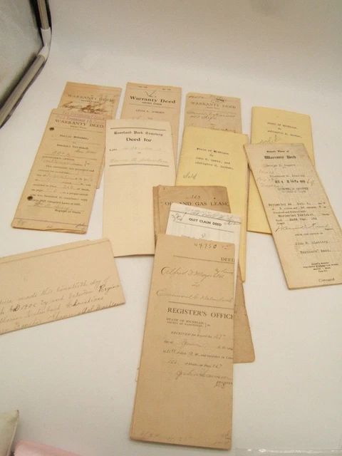Lot Antique 13 Warranty Deeds Quit Claim Deed Cemetery Deed Oil & Gas Lease