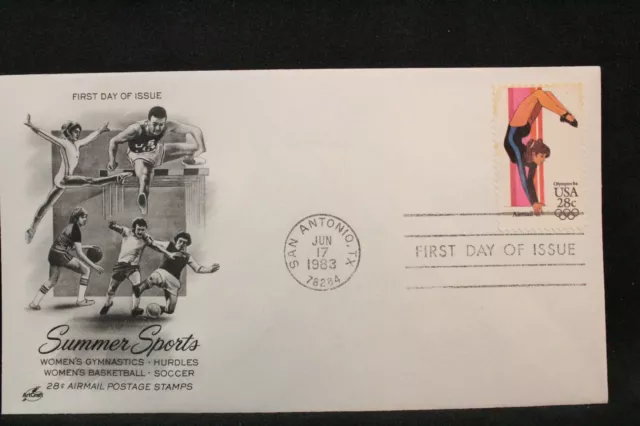 USPS FDC #C101 1983 28c 1984 Olympic Women’s Gymnastics ArtCraft ST904