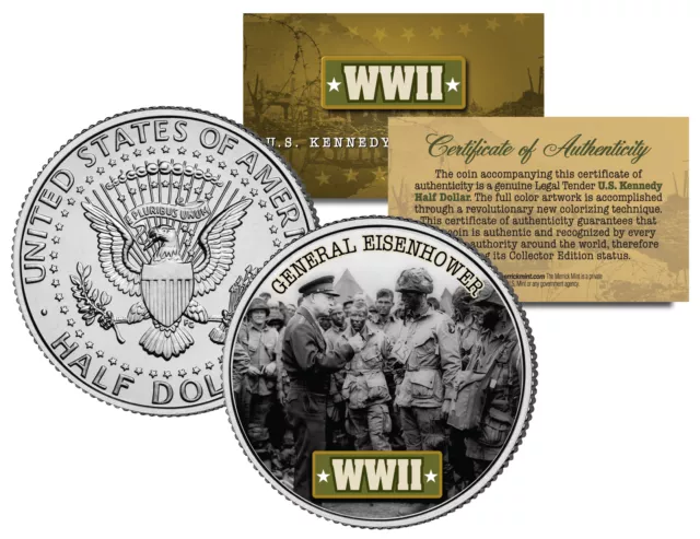 World War II GENERAL EISENHOWER JFK  Kennedy Half Dollar US Coin