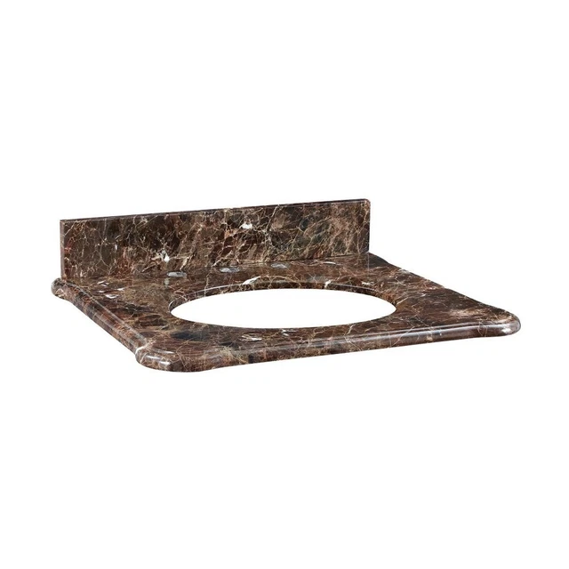 25 Inch Stone Top for Oval Undermount Sink-Dark Emperador Finish - Bathroom -