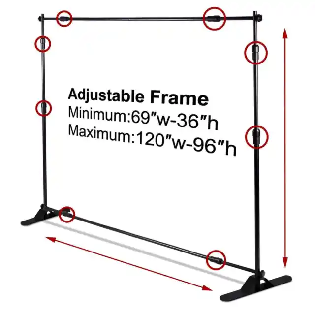 New 10 x 8 ft Heavy Duty Adjustable Backdrop Banner Stand Kit Photo Background