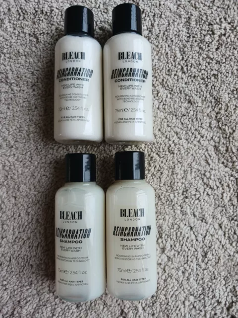 Bleach Reincarnation 2 x 75ml Shampoos & 2 x 75ml Conditioners - all unused