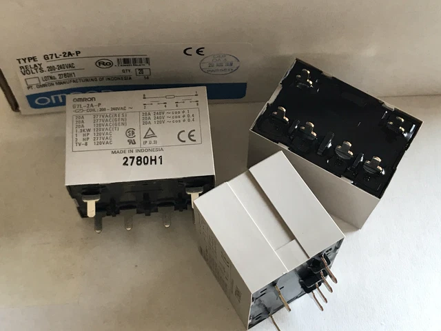 OMRON G7L-2A-TUB High Power Relay - 200-240VAC Coil, 25A 277VAC, 6-Pin (1 Pc)
