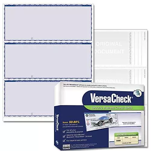 Secure Checks - 750 Blank Business Checks - Blue Premium - 250 Sheets Form #3