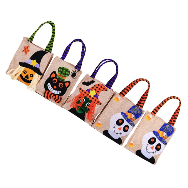 5 Pcs Halloween Candy Bags Halloween Candy Bag Tote Bag White Handbag Portable