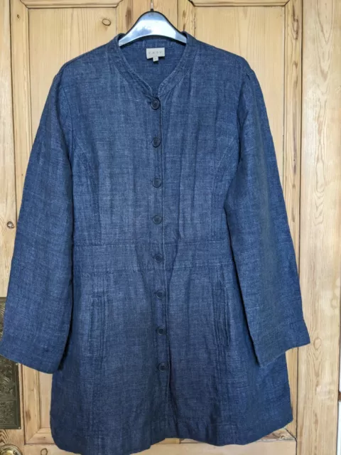 EAST SIZE 16 Linen Duster Coat /Jacket in Denim Blue