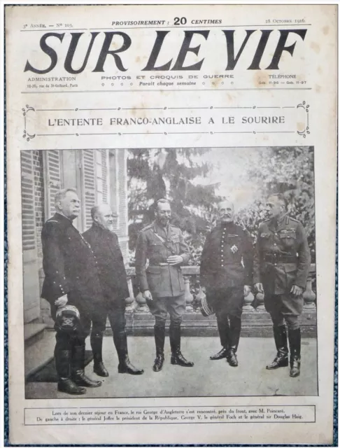 Sur Le Vif N° 103 / 28-10-1916 Lloyd George Poincaré George V Artillerie