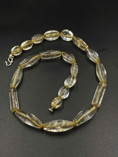 old antique ancient beautiful crystals quartz beads necklace from Burma original