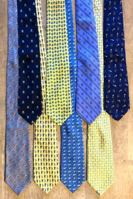 Character Print Spring Silk Neckties Ties Lot of 8 - Vineyard Vines, Peter Blair