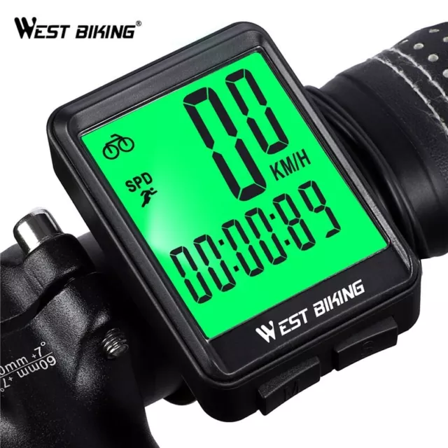 WEST BIKING Wired Bicycle Computer Waterproof LCD Bike Speedometer Odometer