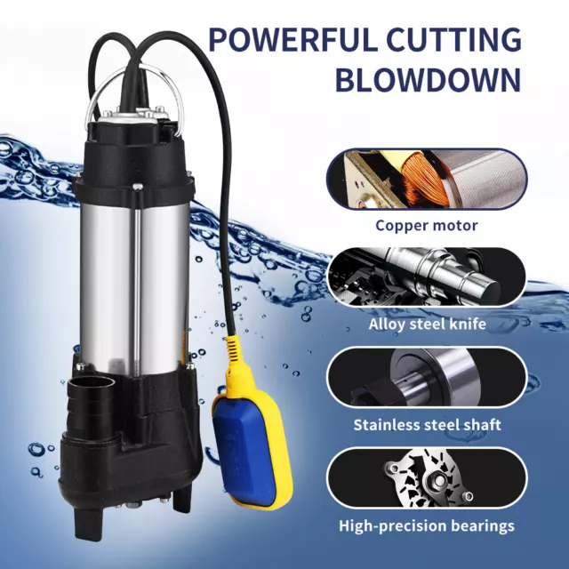 1.5HP WATER PUMP Submersible Flooding Swimming Pool 2645GPH Emergency