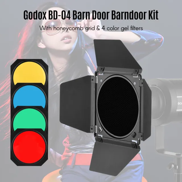Barn Door BD-04 Honeycomb  4 Color  Filters Standard Reflector E6F1