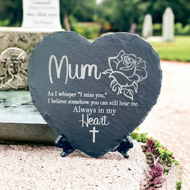 Memorial plaque Slate heart Remembrance stone Cross plaque Rose memorial Grave